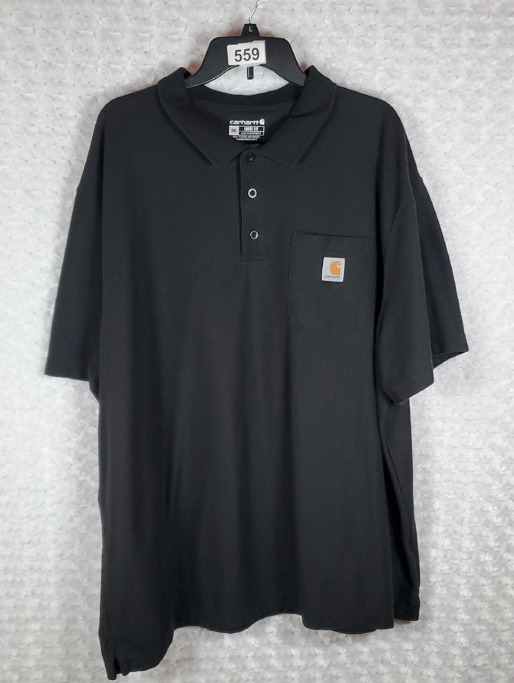 Carhartt Black Polo Shirt with Chest Pocket Logo Men's 3XL
